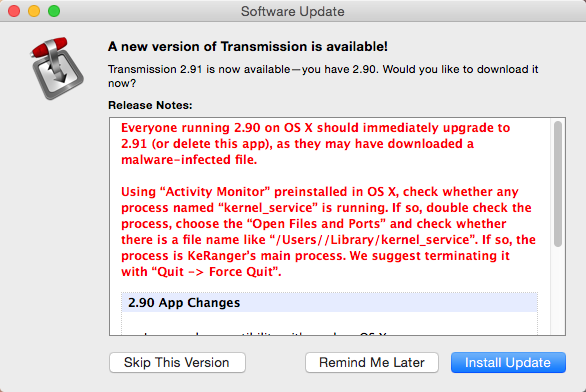 Figure1: Transmission App Spreads Malware in v2.90