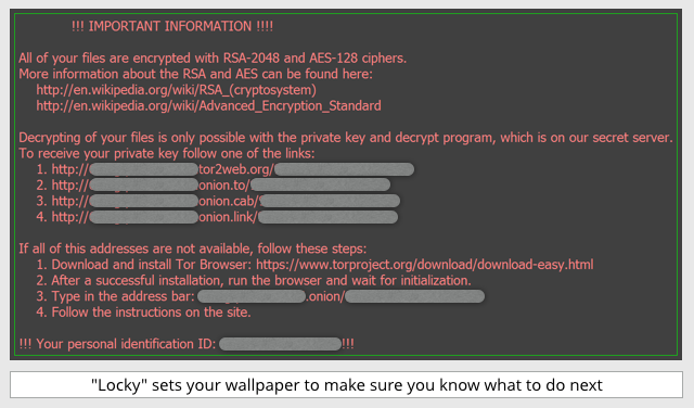 this is the image you see when you have been told that Locky ransomware has encrypted your files.