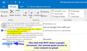 The link was a carefully crafted link which exploited a bug in Google's API and the Google Docs system.
